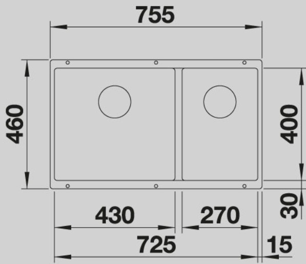Blanco -  Subline 430/270-U - Silgranit Eviye