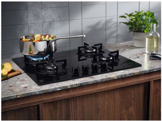 EGT6242NVK - Electrolux - 60 cm Gazlı Emaye Izgaralı Siyah Cam Ankastre Ocak