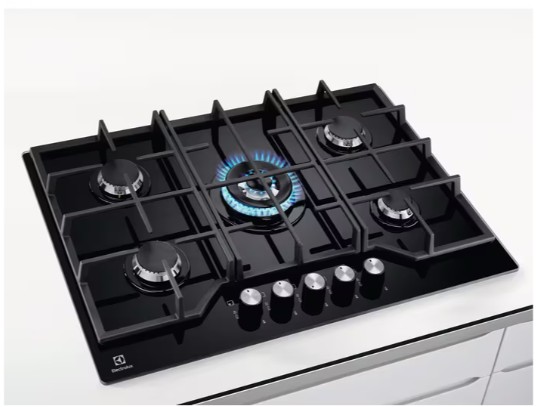 KGG75362K - Electrolux - StepPower 75 cm Gazlı Döküm Izgaralı WOK Siyah Cam Ankastre Ocak