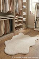 POLY Peluş Post Şeklinde Halı-Krem- Salon-Antre-Oturma Odası-Yumuşak-Kaymaz Taban-Yıkanabilir–Modern-Uygun Fiyat